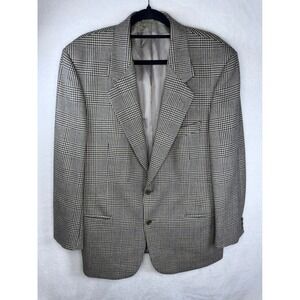Valentino Uomo Mens Glen Plaid Blazer Pure Virgin Wool Made in Italy 42R Black